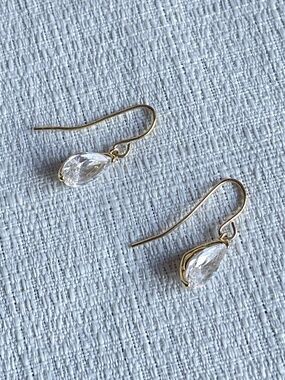 Melinda Maria Gold Teardrop Crystal Dangle Earrings